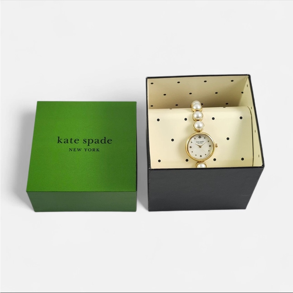 Kate Spade Gold and White Pearl Monroe Pearl Bracelet Watch KSW1687 + Box NIB - Picture 3 of 5